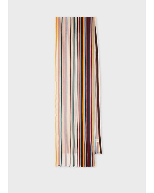 Paul Smith White Ivory 'Signature Stripe' Sheer Scarf
