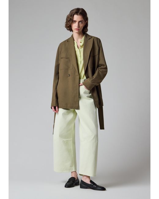 Paul Smith Green Khaki Oversized Double-Breasted Belted Jacket