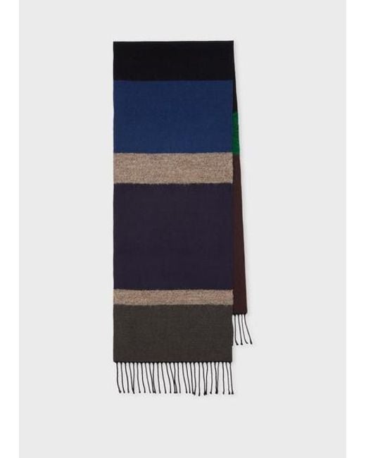 Paul Smith Blue Bouclé Striped Scarf for men