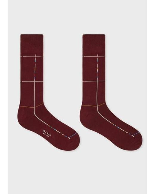 Paul Smith Red 'Signature Stripe' Check Socks for men