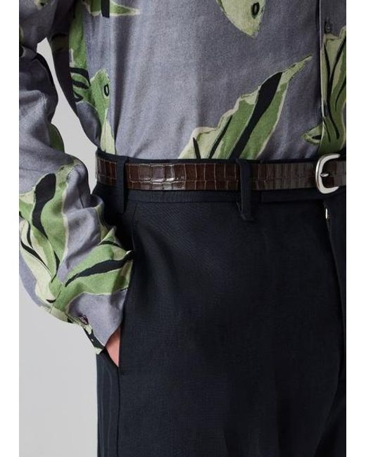 Paul Smith Blue Relaxed-Fit Dark Linen Trousers for men