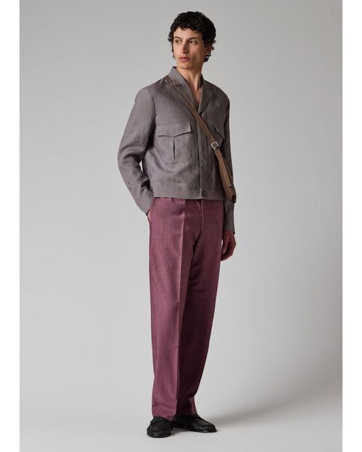 Paul Smith Purple Mauve Linen Open-Collar Jacket for men
