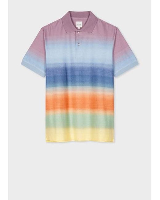 Paul Smith Blue 'Smith Stripe' Cotton Polo Shirt for men