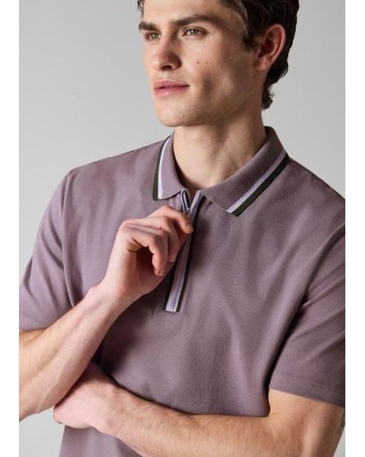 Paul Smith Purple Contrast Tipping Zip Polo Shirt for men