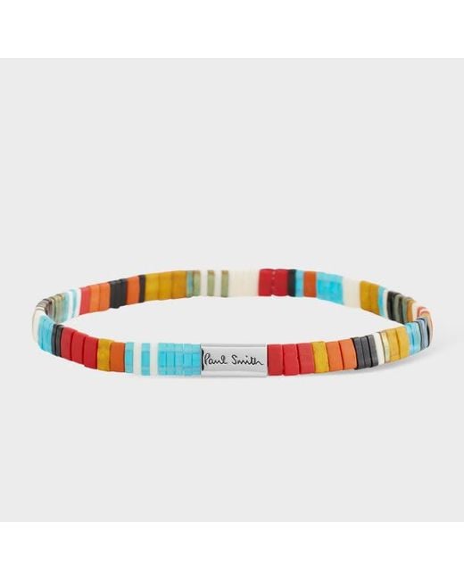 Paul Smith Blue 'Signature Stripe' Flat Bead Bracelet for men