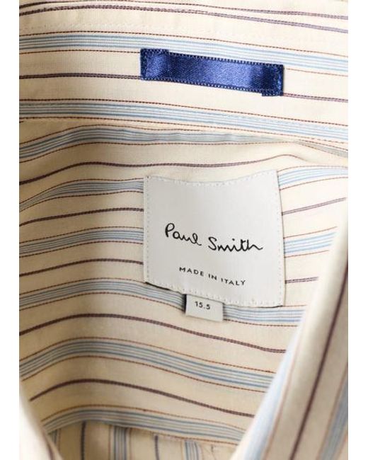 Paul Smith White Regular-Fit And Stripe Lyocell-Silk Shirt for men