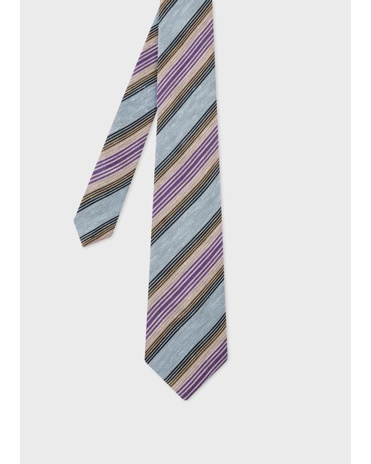 Paul Smith White Linen-silk Stripe Tie for men