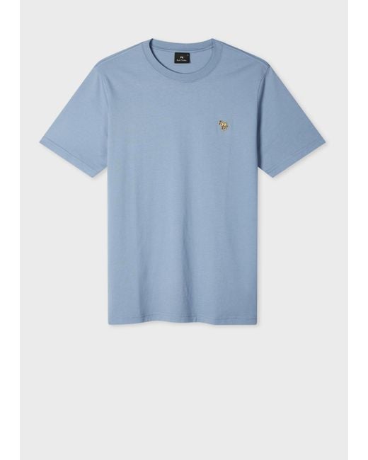Paul Smith Blue Organic Cotton Zebra Logo T-Shirt for men
