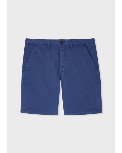 Paul Smith Blue Washed Stretch Pima-Cotton Shorts for men