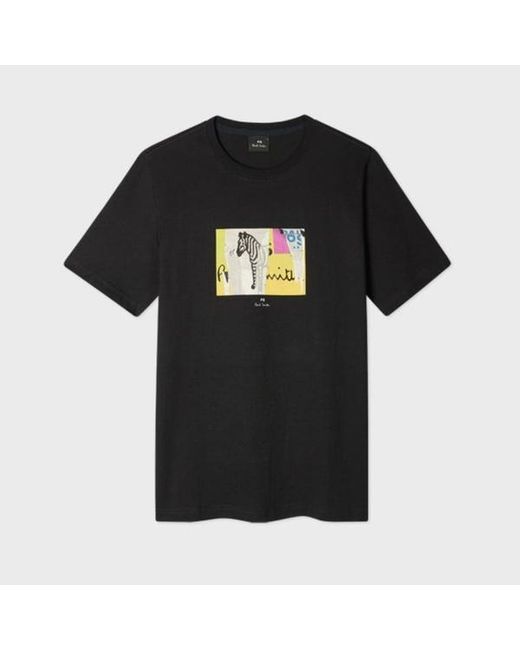 Paul Smith Black Organic-Cotton 'Patch Zebra' T-Shirt for men