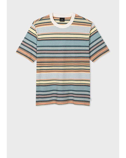 Paul Smith Blue Muted Light Striped T-shirt Col: 15 Goose Beak, Size: M for men