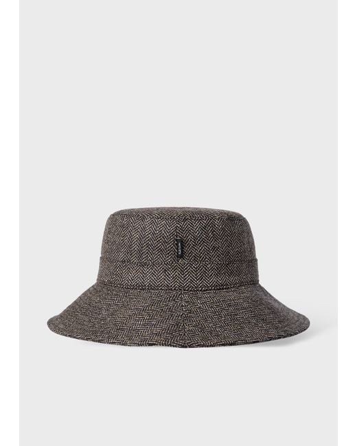 Paul Smith Brown Herringbone Bucket Hat for men