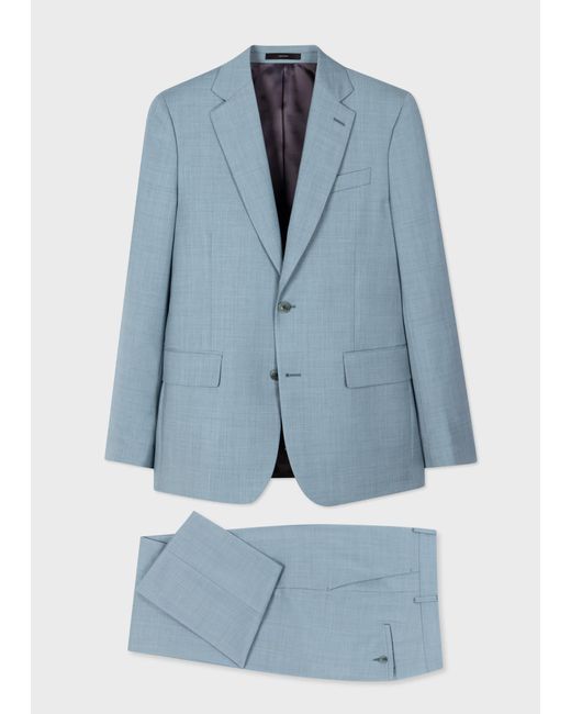 Paul Smith The Brierley - Light Blue Overdyed Melange Wool Suit for men