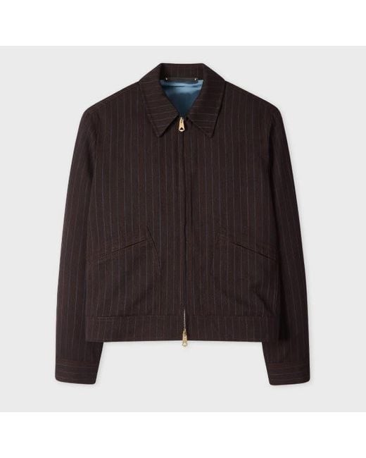 Paul Smith Men's Black Slim-Fit Pinstripe Wool Jacket