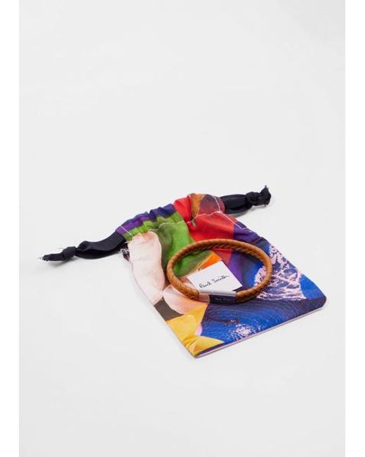 Paul Smith White Tan Braided Leather Bracelet for men