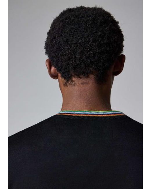 Paul Smith Blue Dark Washable Wool 'Signature Stripe' Cardigan for men