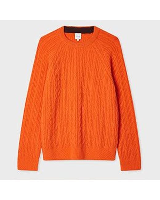 Paul Smith Orange Alpaca-Blend Cable Knit Sweater for men
