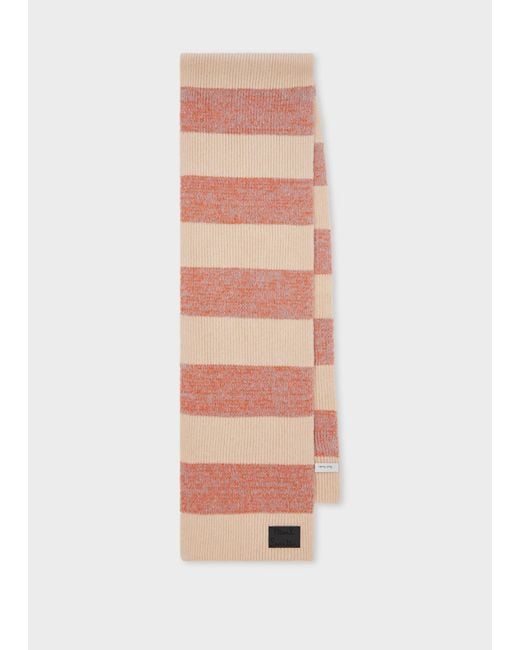 Paul Smith White And Lambswool-Blend Block Stripe Scarf