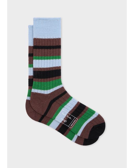 Paul Smith Green Light Stripe Merino Wool Socks for men