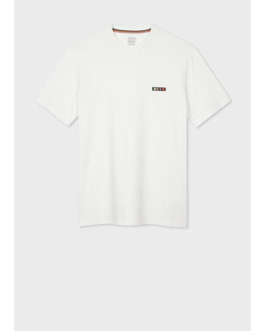 Paul Smith White Ecru 'Signature Stripe' Logo T-Shirt for men