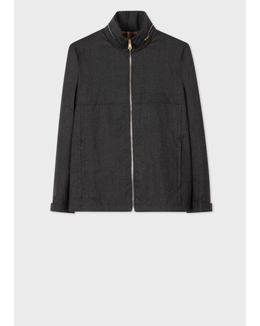 Paul Smith Grey Mini Houndstooth Wool Zip Jacket Black for men