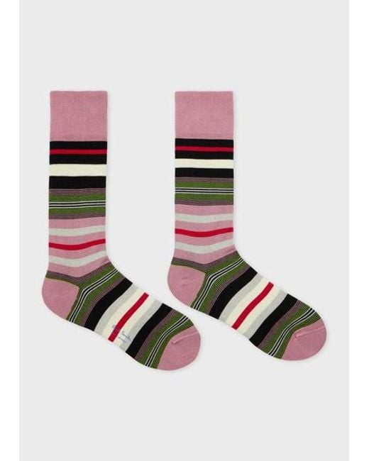 Paul Smith White Cotton-Blend Multi Stripe Socks for men