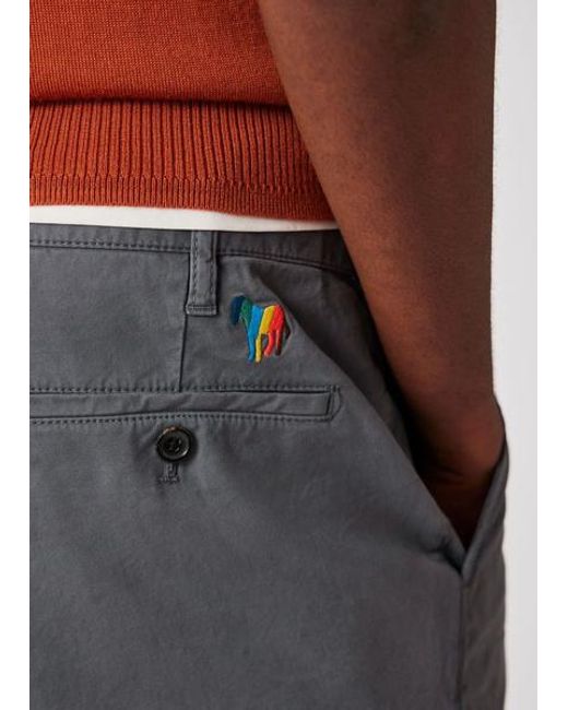 Paul Smith Red Cotton-Twill 'Broad Stripe Zebra' Shorts for men