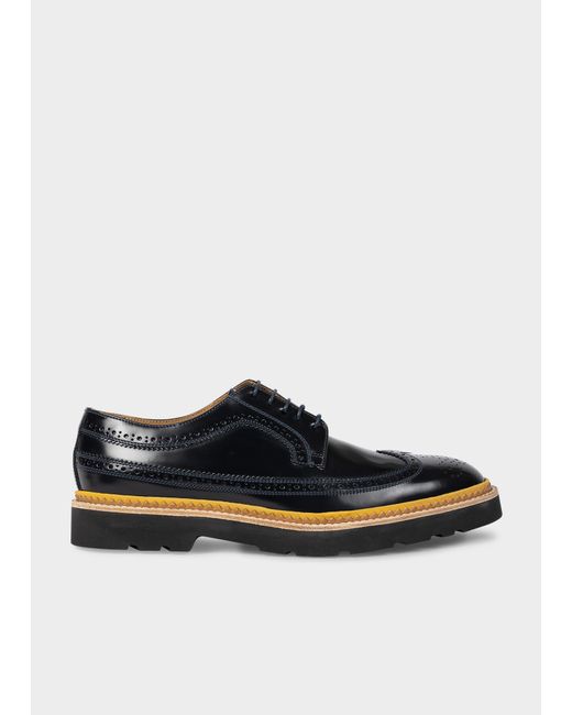 Paul Smith Black Navy High-shine Leather 'count' Brogues Blue for men