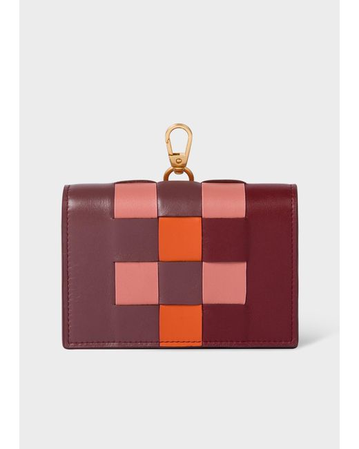 Paul Smith Burgundy Leather 'screen Check' Credit Card Wallet