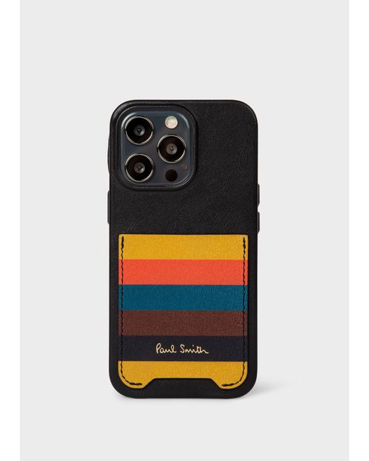 Paul Smith Black Native Union X - Iphone 13 Pro Leather Case With 'artist Stripe' Pocket Multicolour for men