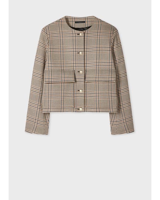 Paul Smith Brown Wool-Blend Check Houndstooth Jacket
