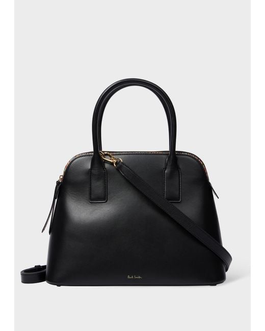 Paul Smith Leather 'Signature Stripe' Top Handle Bag in Black | Lyst
