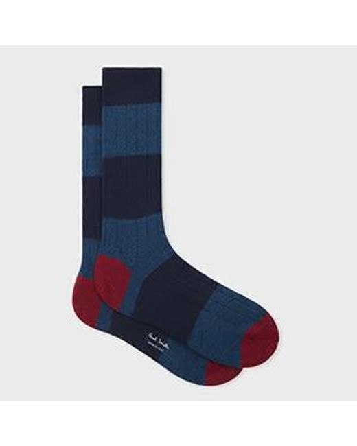 Paul Smith Blue Cashmere Stripe Socks for men