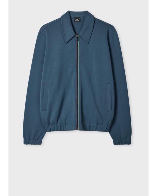 Paul Smith Blue Steel Cotton-Modal Zip-Front Sweatshirt for men