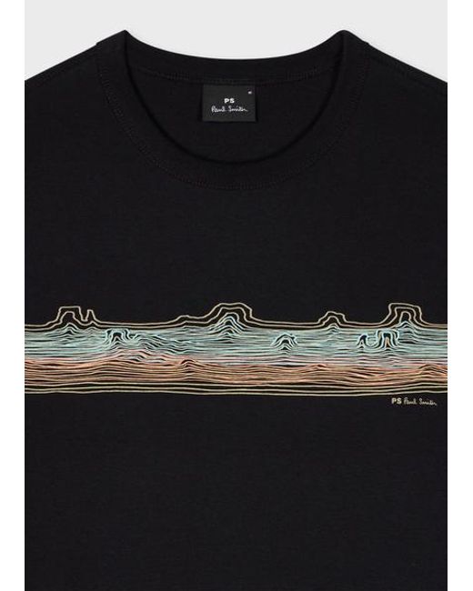 Paul Smith Black 'Desert Stripe' Print T-Shirt for men