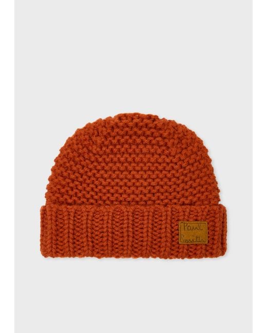 Paul Smith Brown Burnt Chunky Knit Wool Beanie for men