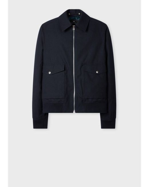 Paul Smith Blue Cotton And Wool-Blend Textured Jacket for men