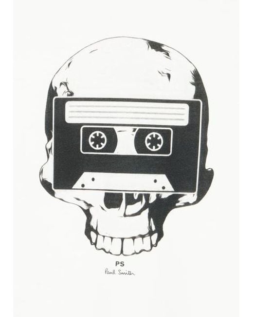Paul Smith White 'Skull Tape' Print T-Shirt for men