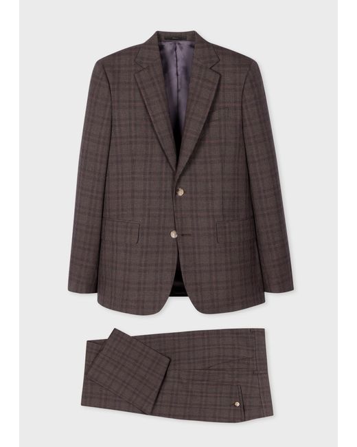 Paul Smith Brown The Brierley - Damson Check Wool Suit Pink for men