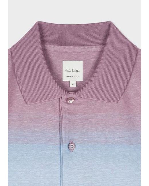 Paul Smith Blue 'Smith Stripe' Cotton Polo Shirt for men