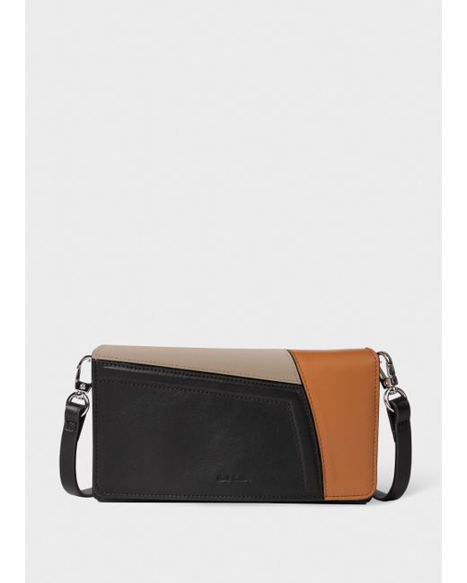Paul Smith Women's Black And Tan Leather 'patchwork' Phone Bag