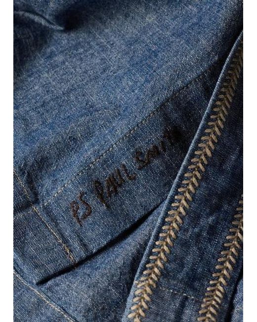 Paul Smith Blue Contrast-Stitch Shirt for men