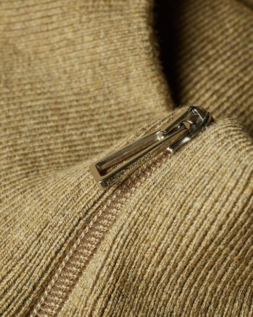 Paul Smith Green Camel Cotton-Blend Zebra Logo Half Zip Sweater for men