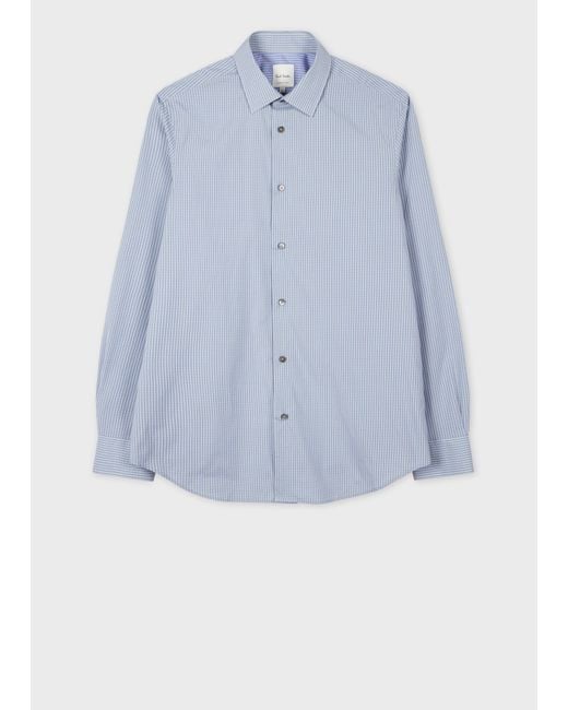 Paul Smith Blue Tailored-Fit And Gingham Shirt for men