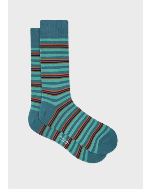 Paul Smith Blue 'Artist Stripe' Placement Socks for men