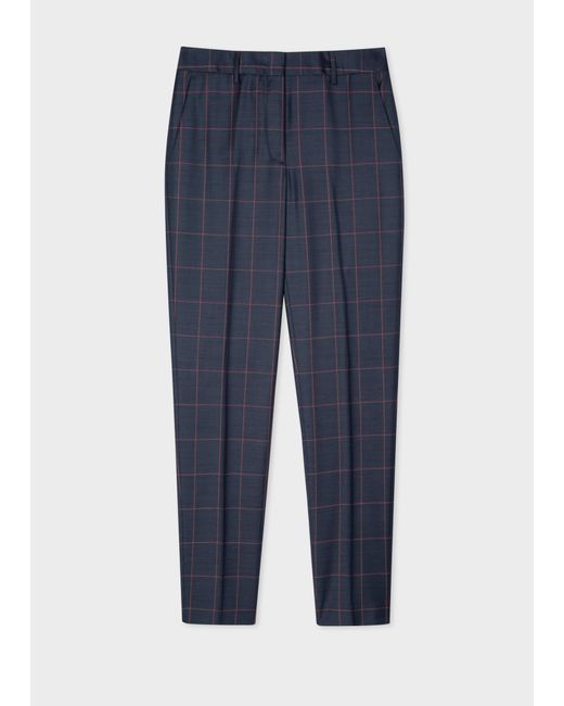 Paul Smith Classic-fit Navy Check Wool Trousers Blue