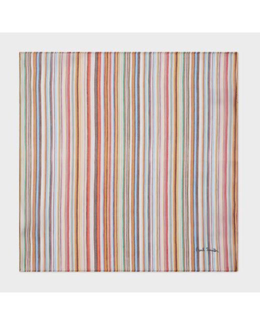 Paul Smith Red 'Signature Stripe' Cotton Pocket Square for men