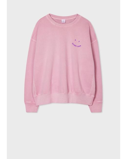 Paul Smith Pink Mauve Cotton Oversized 'Happy' Sweatshirt