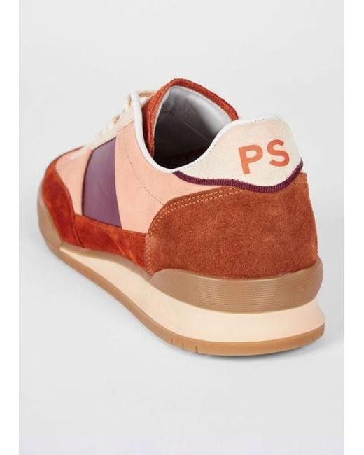 Paul Smith Brown Nubuck 'Dover' Colourblock Retro Gum Trainers
