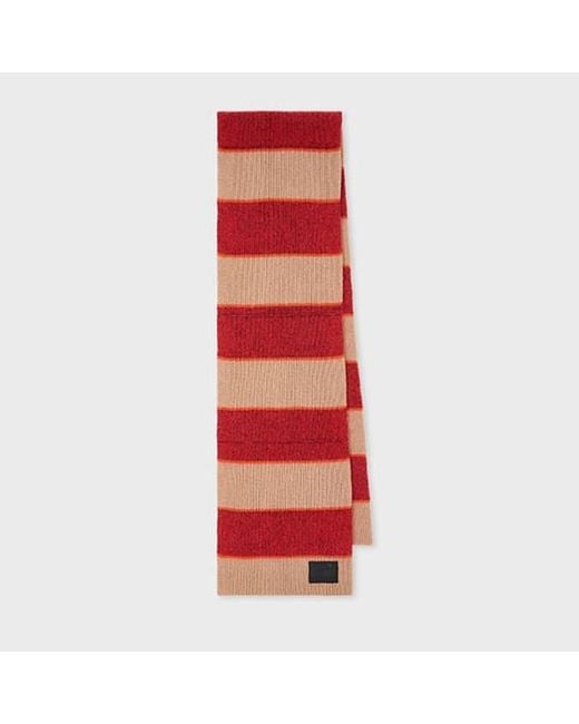 Paul Smith Red Mohair Block Stripe Scarf